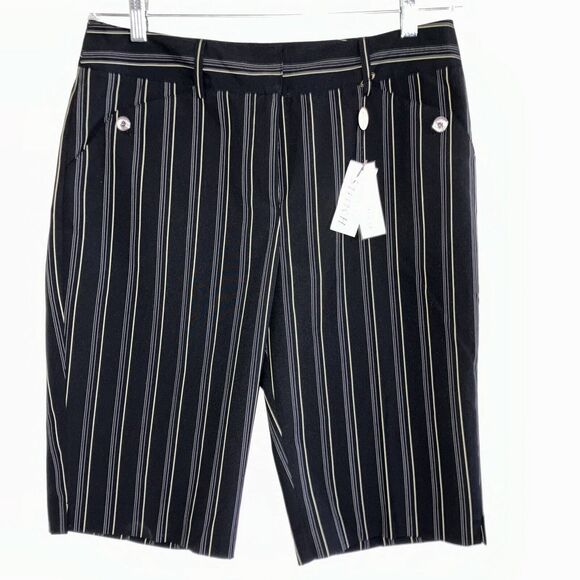SPORT HALEY 8 Black Pinstripe Stretch Bermuda Golf Sport Walking Shorts Medium - Picture 1 of 5